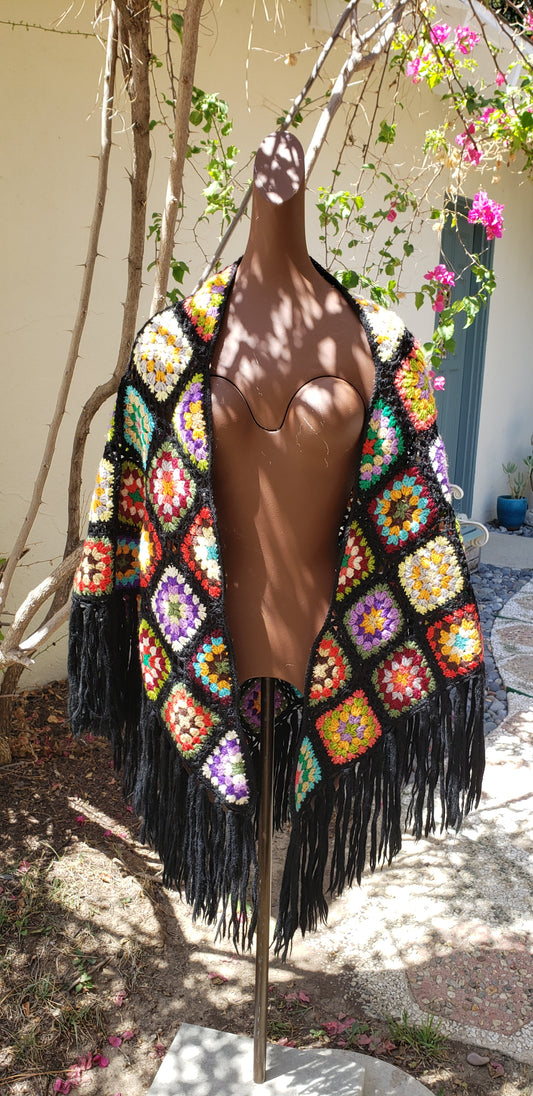 Wool Granny Square Shawl