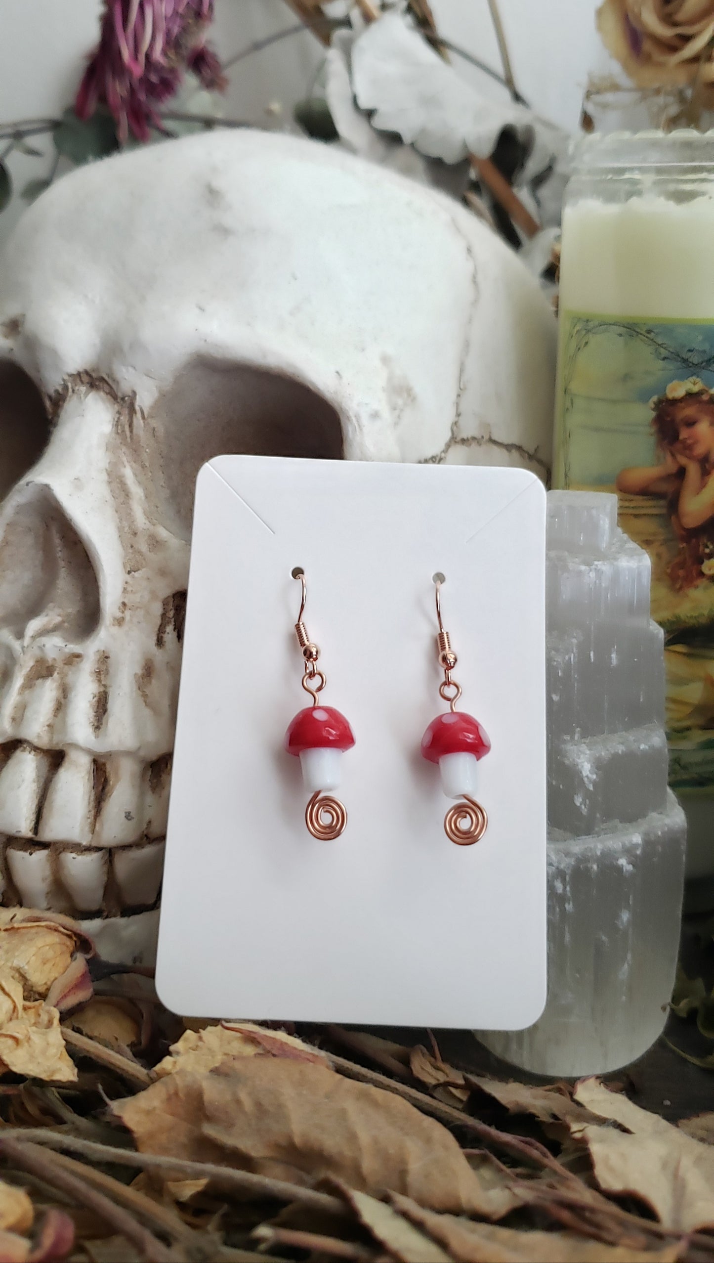 Spiral Out Mushroom Earrings