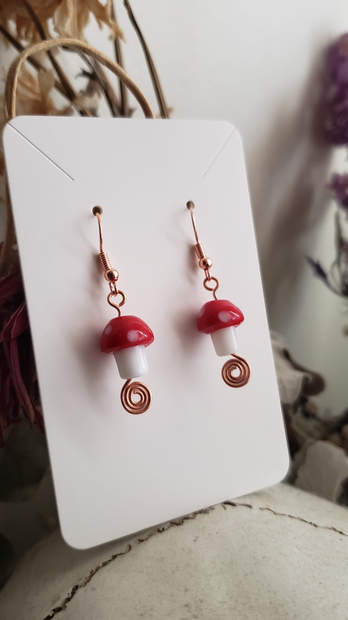 Spiral Out Mushroom Earrings